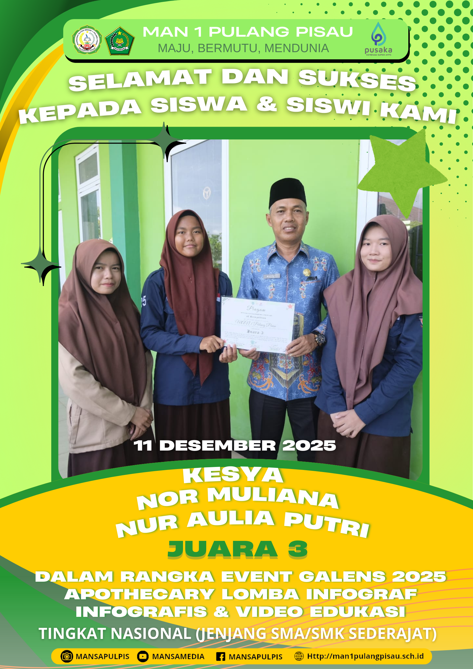 KESYA DKK BERHASIL MERAIH JUARA 3 LOMBA INFOGRAFI, INFOGRAFIS DAN VIDEO EDUKASI TINGKAT NASIONAL